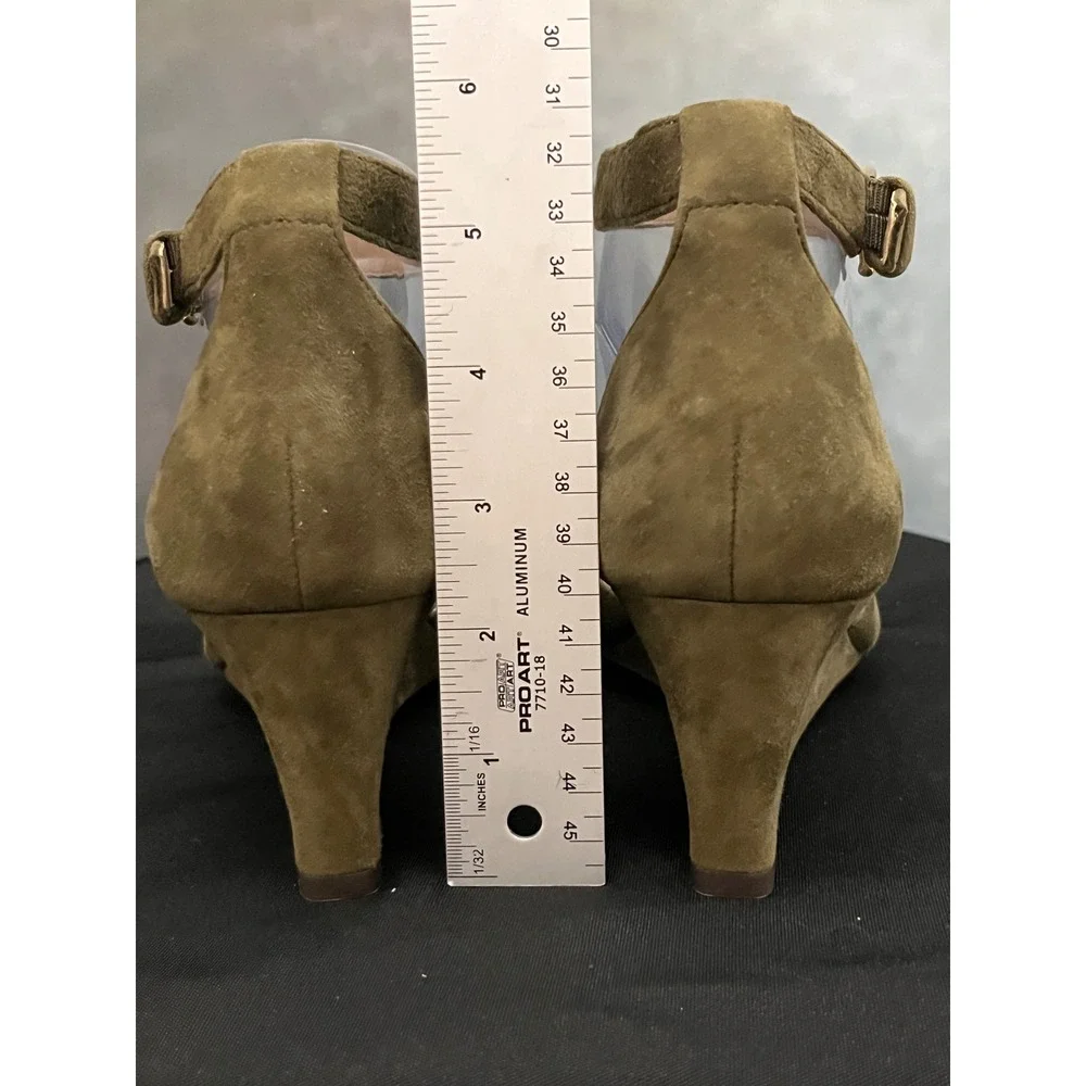 Lauren Ralph Lauren Green‎ Suede Wedge Sandals Ankle Strap Summer Shoes